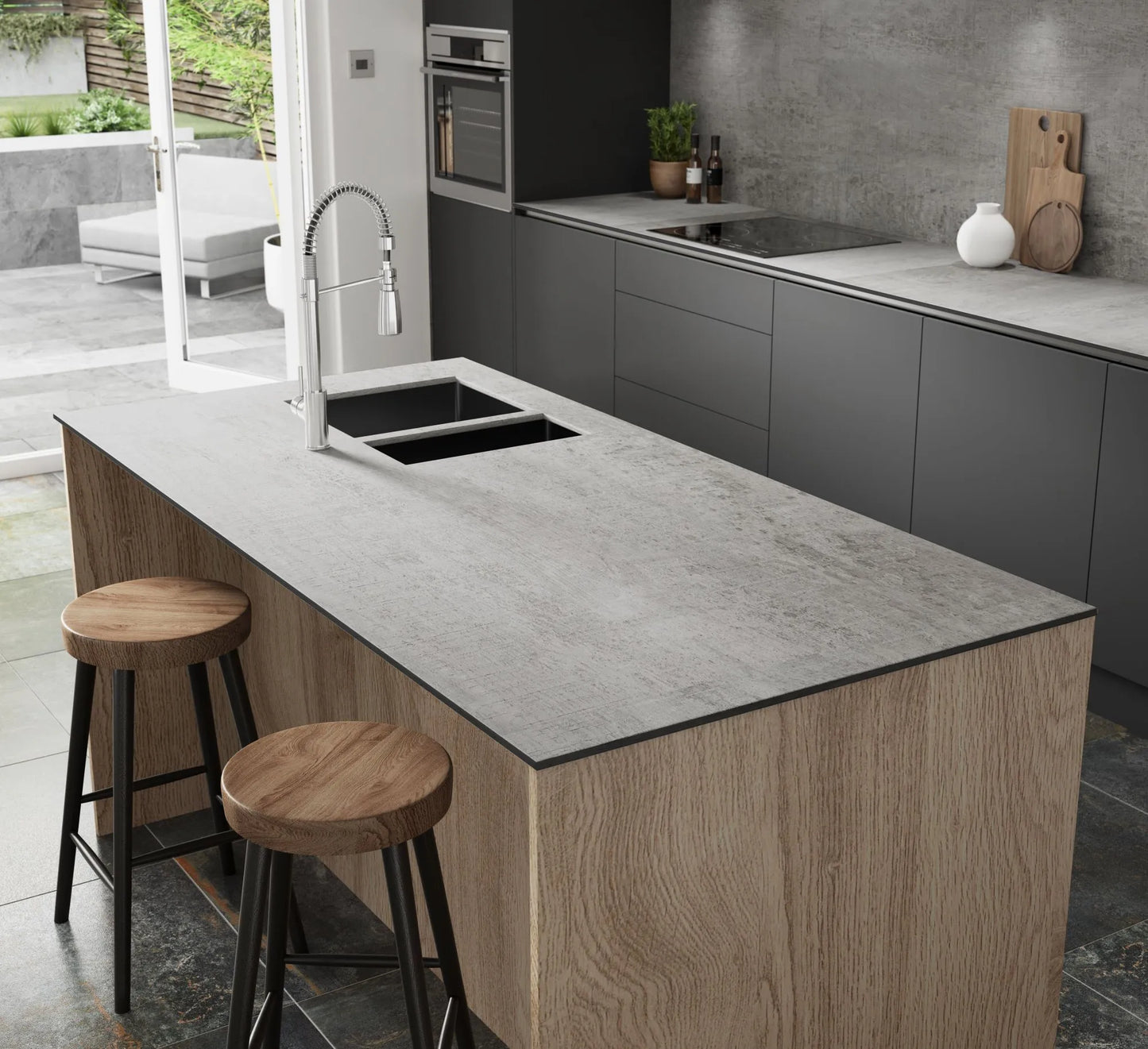 Zenith - 12mm Compact Laminate Worktops - Woodstone Grey