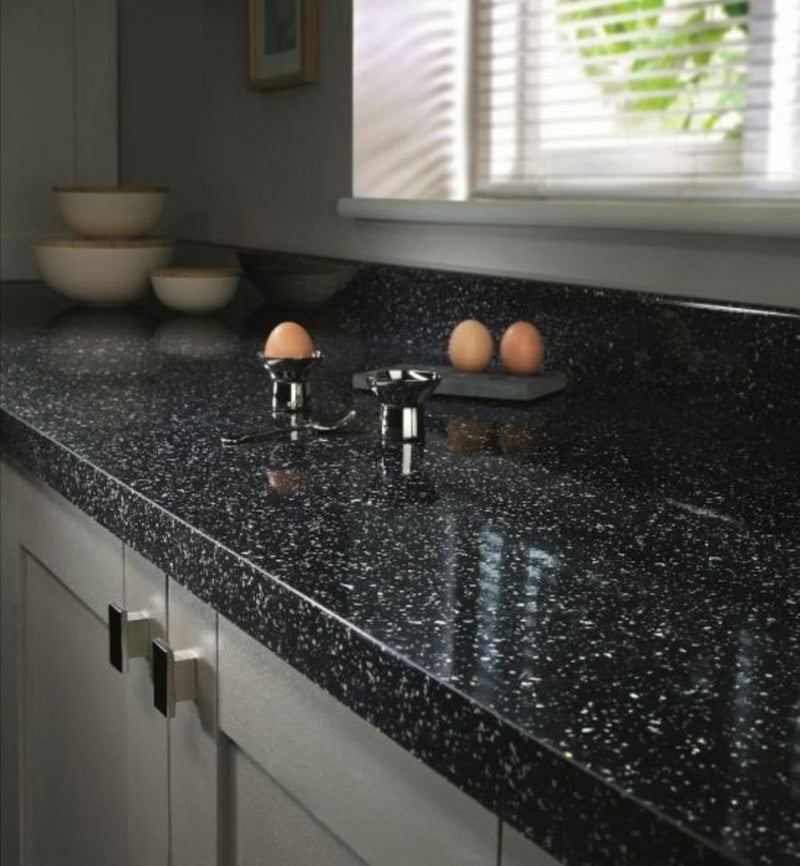 Strass Noir  Kitchen Worktop UPSTAND Laminate 3 Metre X100 X 12mm.