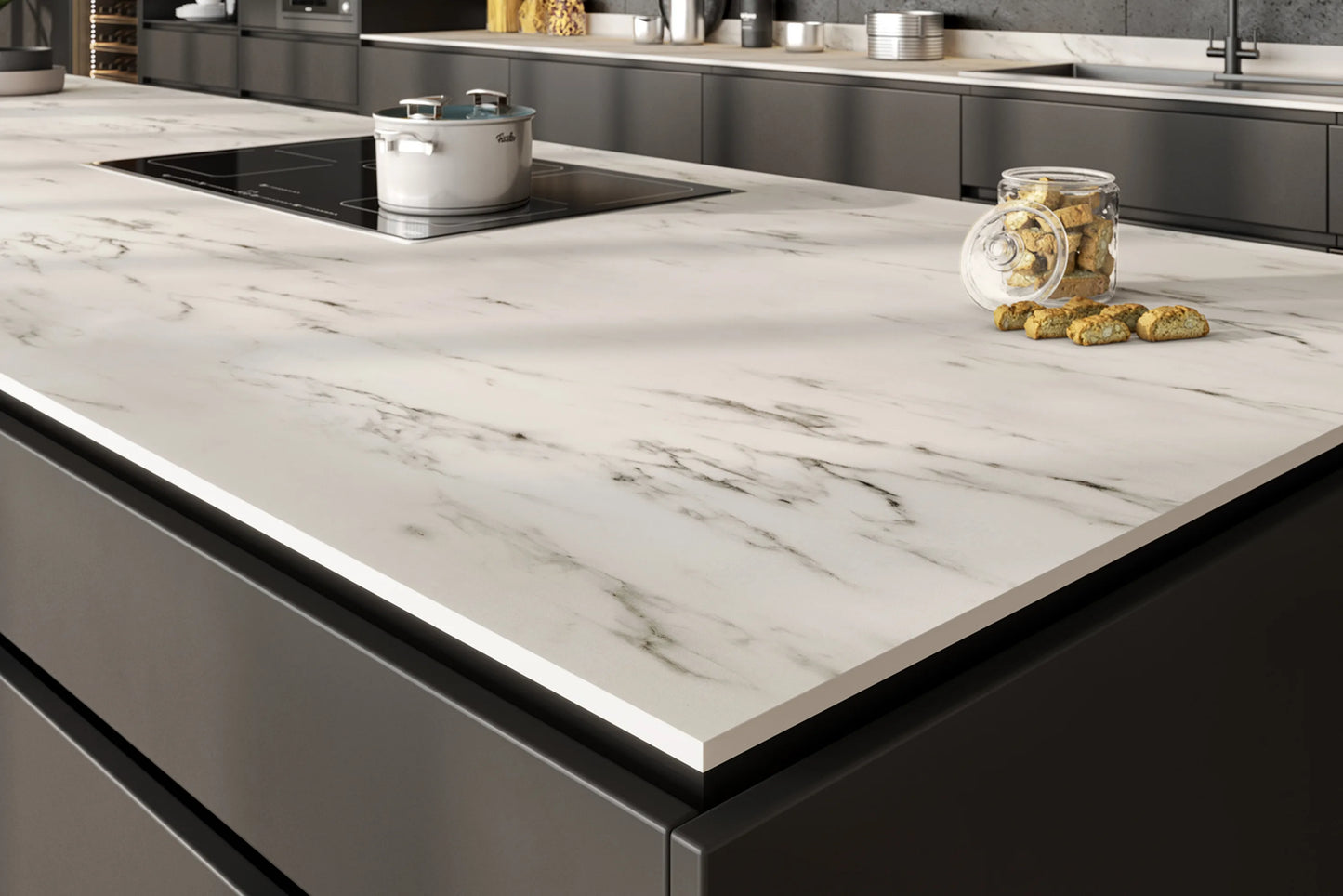 Lamura - 40mm White Veined Marble Laminate