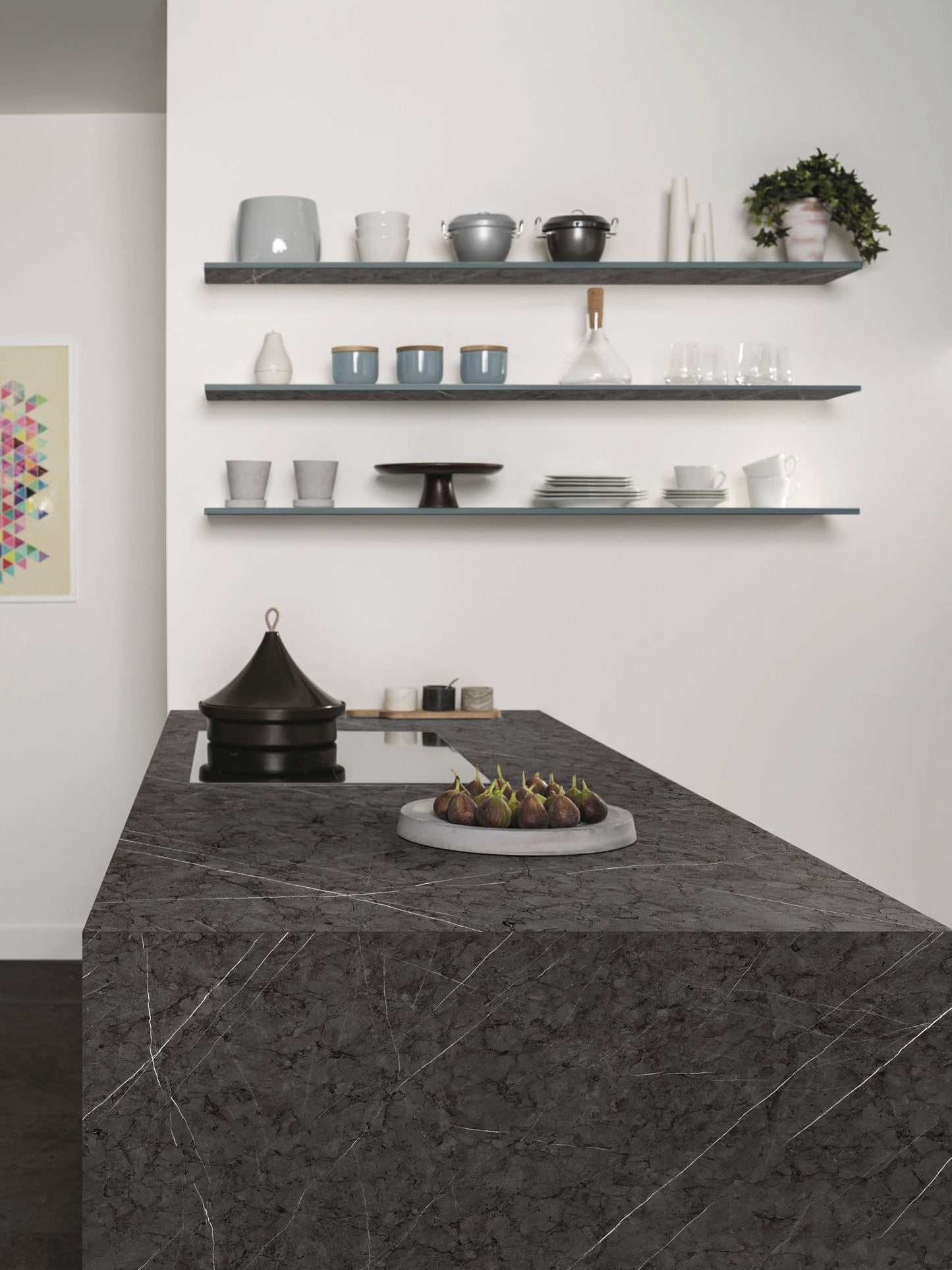 Zenith - 12mm Compact Laminate Worktops - Cloudy Nova - Extra Matt - Dark Grey Core