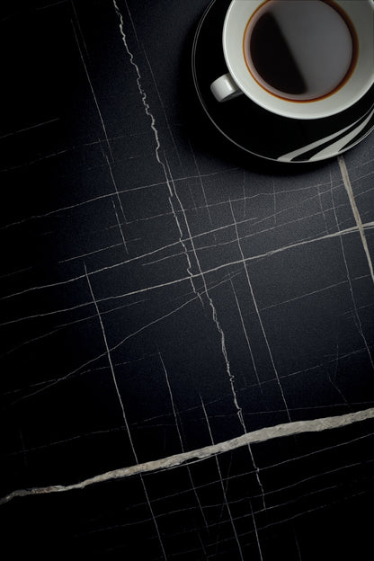 Spectra - 40mm Black Lightning Marble Curved Edge